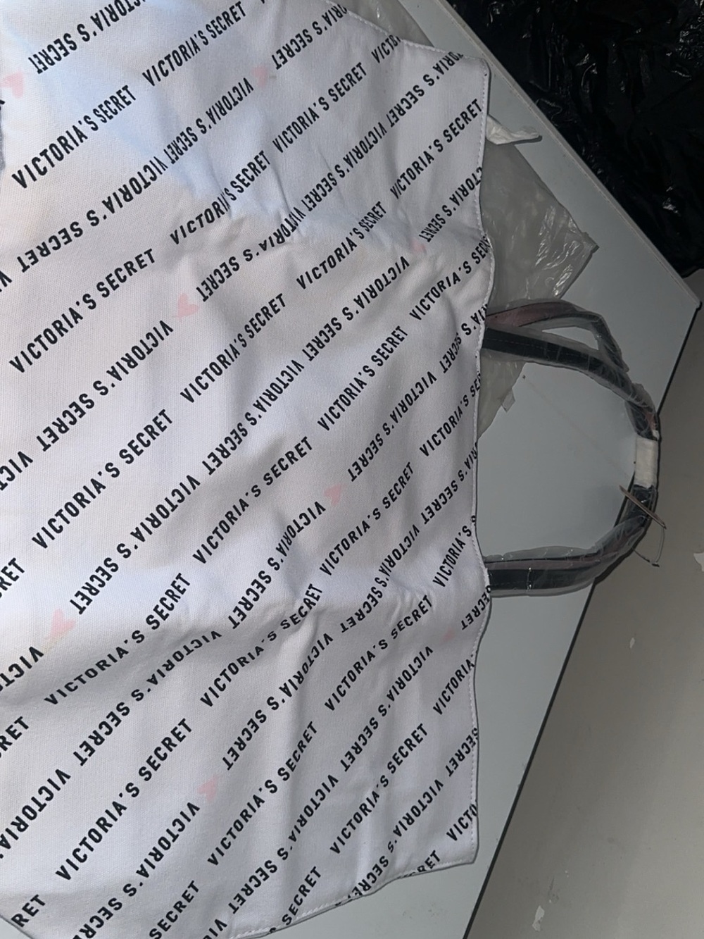Victoria's Secret White Tote Bag with Black Handles